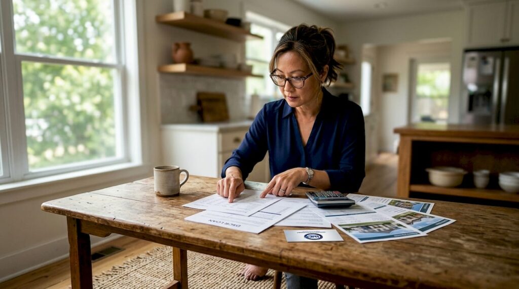 Investor reviewing DSCR loan documents at desk